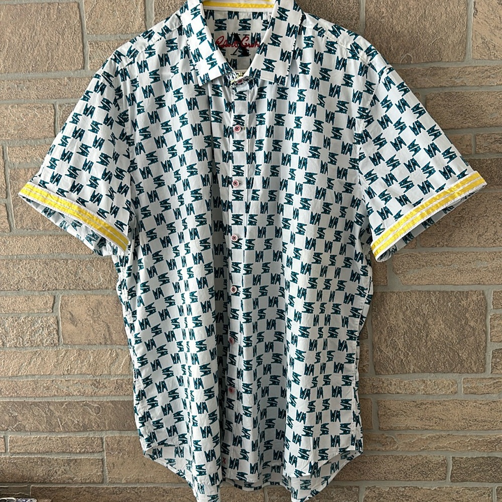 Robert Graham Clip It Printed Short-Sleeve Woven Shirt Tailored Fit Clothespin